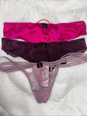 Thong Set - Pink, Plum & Mauve Lace Thongs NWT